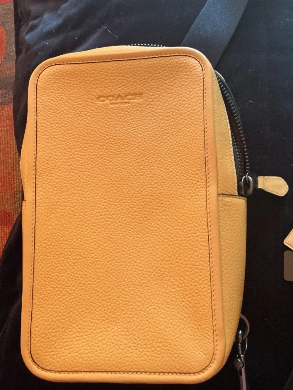 COACH Sullivan Pack CP207 Crossbody Bag In HONEYCOMB Yellow Pebbled Leather